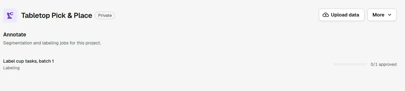 Annotate page listing the new job