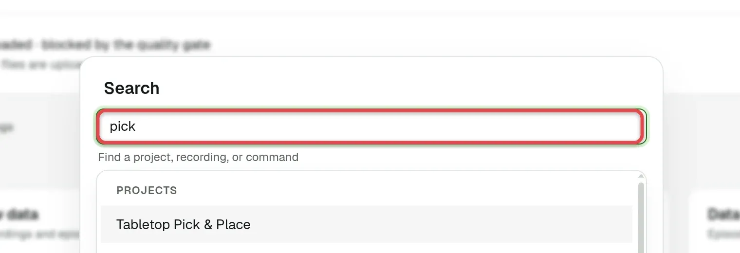 Search dialog with the search field at the top