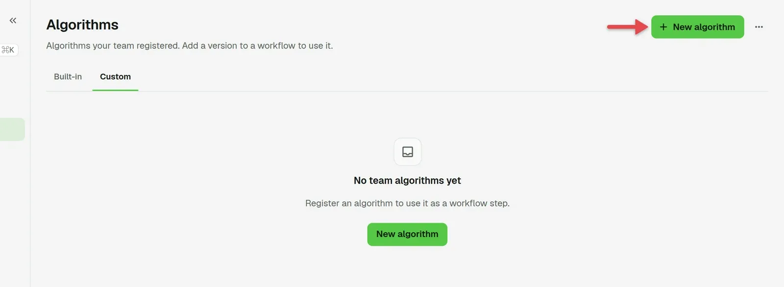 Custom tab with an arrow on New algorithm